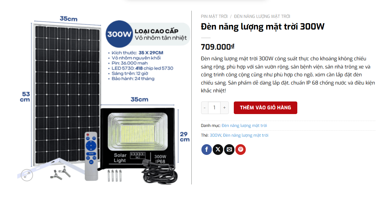 Đèn Năng Lượng Mặt Trời 300W của Manluxury™